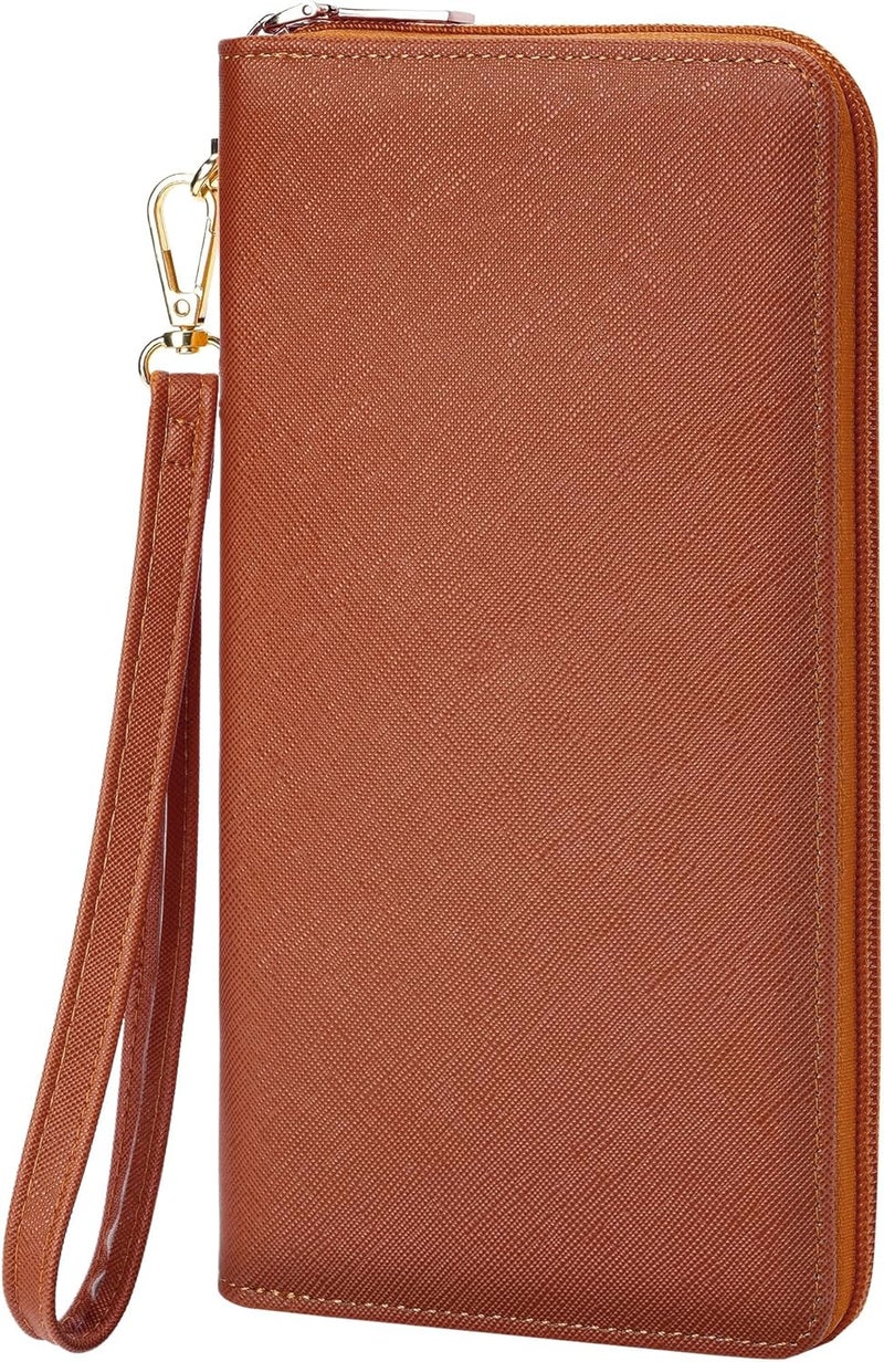 Chelmon Women's Vegan Leather Clutch Wallet with Zip, Hand Strap, Large Capacity - Image 1